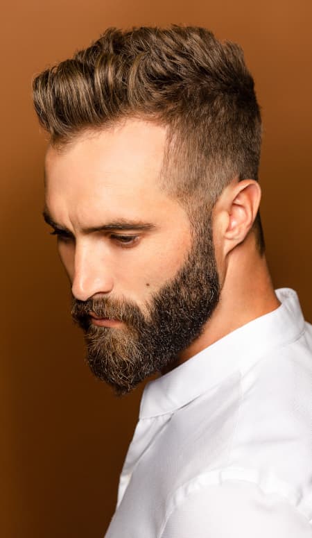 Men's haircut styled at Triune Salon