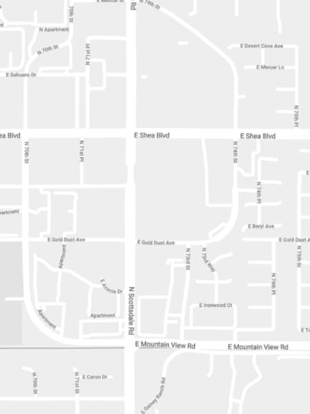 Map showing Triune Salon at 10201 N. Scottsdale Road Suite 28, Paradise Valley, AZ