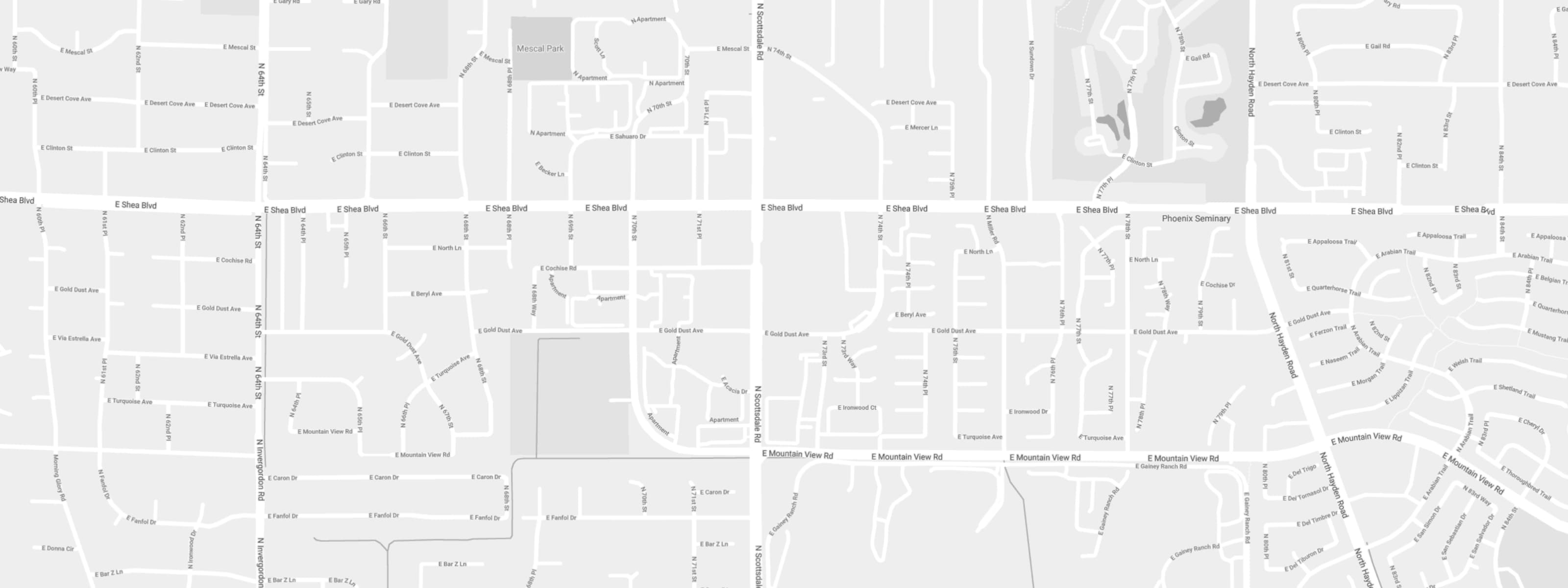 Map showing Triune Salon at 10201 N. Scottsdale Road Suite 28, Paradise Valley, AZ